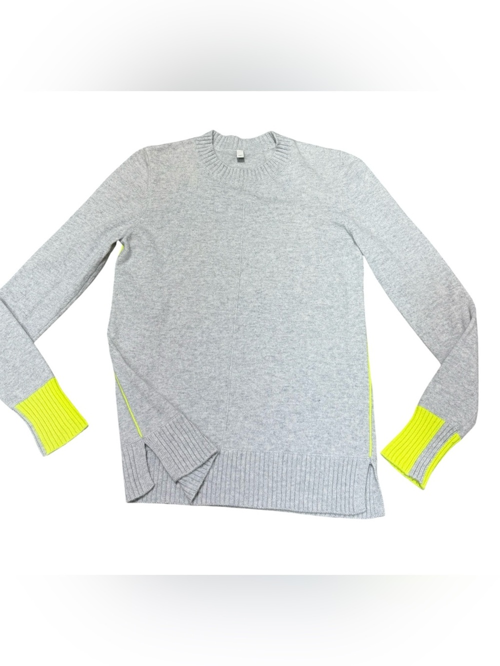 Jill McGowan Women’s 100% Cashmere Sweater Pullover Gray Neon Trim Size S P